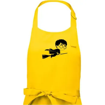 Kuchyňská zástěra Harry obrázek na koštěti - Pánská zástěra na vaření - Univerzální velikost ( Žlutá )