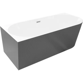 Vana Mexen Silo volně stojící rohová vana levá riflovaná 150 x 75 cm, bílá/šedá, přepad chrom - 52891507562L-01 Volně stojící vany