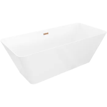 Vana Mexen Velo Slim volně stojící vana 170 x 75 cm, bílá, přepad růžové zlato - 52811707500-60 Volně stojící vany