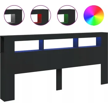 Čelo s LED, černé, 220x18,5x103,5 cm - dřevěný kompozit
