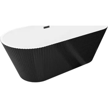 Vana Mexen Yara volně stojící vana se žebrovaným povrchem 170 x 75 cm, bílá/černá, přepad černý - 52861707575-70 Volně stojící vany