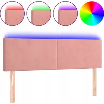 Čelo postele LED sametové 144x78/88 cm růžové
