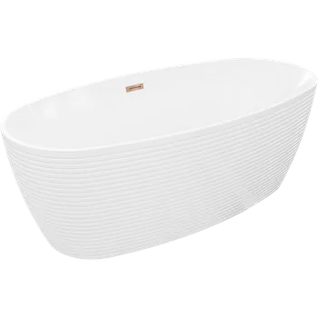 Vana Mexen Lira volně stojící vana vzor 170 x 80 cm, bílá, přepad růžové zlato - 52831708000-60 Volně stojící vany