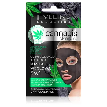 Pleťová maska Eveline Cosmetics Cannabis Skin Care Karbonová pleťová maska 3v1, 7 ml