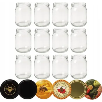 Sklenice 16x SKLENICE 540ML ZAVAŘOVACÍ SKLENICE NA DŽEM S MEDEM, ŠROUBOVACÍ VÍČKO 82MM