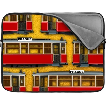 pouzdro na notebook Sablio Obal na notebook Pražské historické tramvaje Žlutý Pattern - 13"
