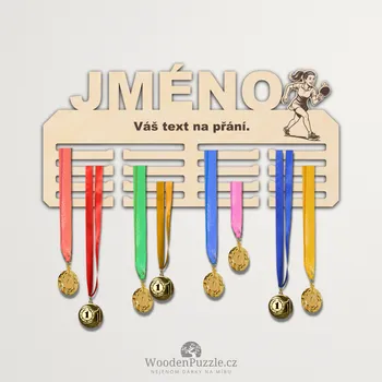 věšák na medaile WoodenPuzzle.cz Věšák na medaile - stolní tenis - žena Velikost: 30 cm