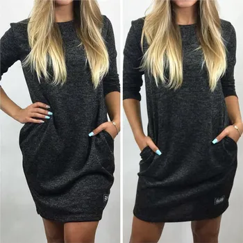 Dámské šaty Teplejší šaty Classic Barva: tmavě šedá, Velikost: uni