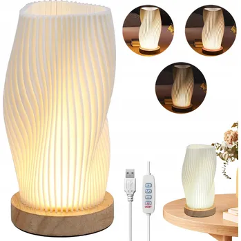 Lampička Elegantní stolní lampa se stínidlem z bílých peří