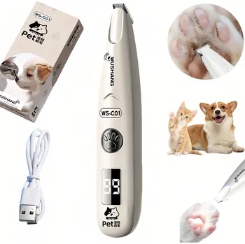 Kosmetika pro psa STRÍHAČ ZVÍŘECÍCH TLAPEK PRO PSY A KOČKY, TICHÝ, S LED OSVĚTLENÍM, VODĚODOLNÝ