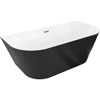 Vana Mexen Oris wanna wolnostojąca przyścienna ryflowana 170 x 80 cm, bílá/černá, přeliv růžové zlato - 52871708075-60 Volně stojící vany