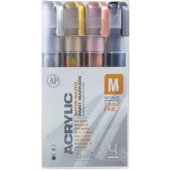 Akrylové fixy, vícebarevné Montana, 4 ks