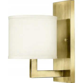 Nástěnné svítidlo Nástěnné mosazné svítidlo s lněným bílým stínidlem do obýváku nebo ložnice Hinkley