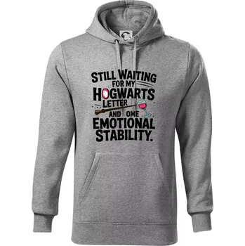Pánská mikina Still waiting for my Hogwarts letter and some emotional stability - Mikina pánská Cape s kapucí - 5XL ( Tmavě šedý melír )