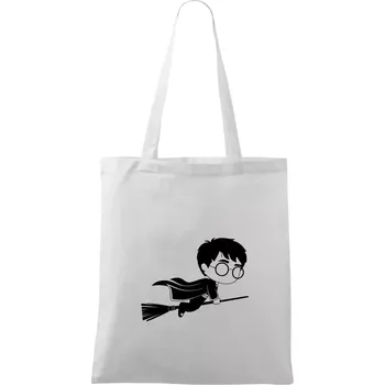 Harry obrázek na koštěti - Taška bavlněná - 42 x 38 cm ( Bílá )