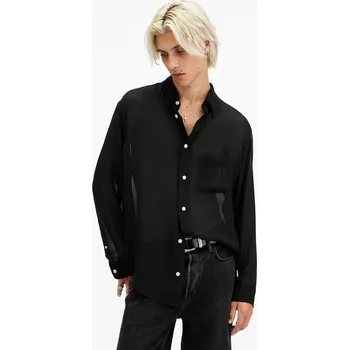 Pánská košile Košile AllSaints ANDO pánská, černá barva, relaxed, s klasickým límcem, M037SC 99X, vel. M