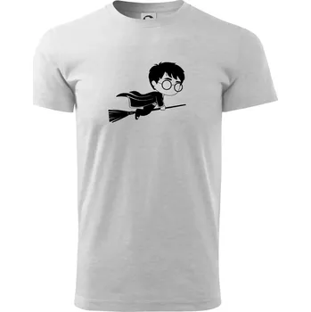 Pánské tričko Harry obrázek na koštěti - Triko extra velké (5-8XL) - 7XL ( Světlešedý Melír )