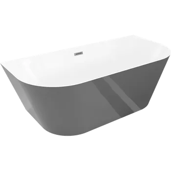 Vana Mexen Oval Slim volně stojící wanna přisazená 170 x 80 cm, bílá/šedá, přepad gun gray kartáčovaný - 52661708062-66 Volně stojící vany