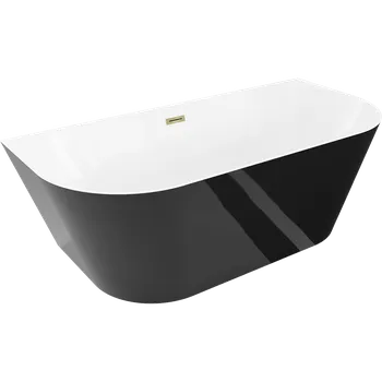 Vana Mexen Oval Slim volně stojící přístěnná vana 170 x 80 cm, bílá/černá, přepad zlatý - 52661708075-50 Volně stojící vany