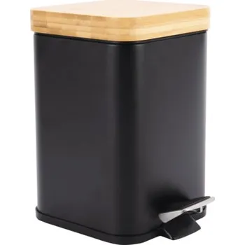 Koš na prádlo Nášlapný koš 3 l hranatý matně černá/bambus