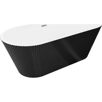 Vana Mexen Yara volně stojící vana drážkovaná 170 x 75 cm, bílá/černá, přeliv chrom - 52861707575-01 Volně stojící vany