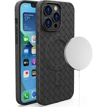 Pouzdro na mobilní telefon Hurtel Woven kryt MagSafe pro iPhone 15 - černý