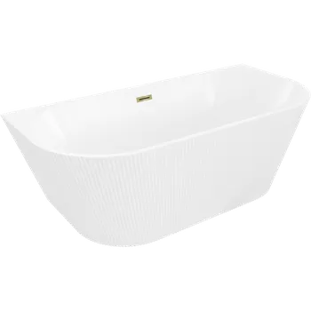 Vana Mexen Oris volně stojící přístěnná vana rýhovaná 150 x 75 cm, bílá, přepad zlatý- 52871507500-50 Volně stojící vany