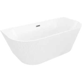 Vana Mexen Oris vana volně stojící přisazená drážkovaná 150 x 75 cm, bílá, přepad gun gray kartáčovaný - 52871507500-66 Volně stojící vany