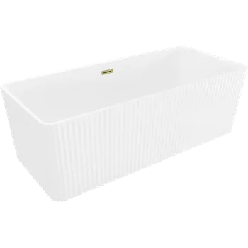 Vana Mexen Nila volně stojící vana s rýhováním 170 x 75 cm, bílá, přepad zlatý - 52841708000-50 Volně stojící vany