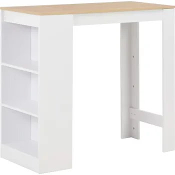 Jídelní stůl zahrada-XL Barový stůl s regálem bílý 110 x 50 x 103 cm 280215