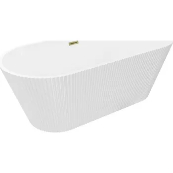 Vana Mexen Yara volně stojící vana rýhovaná 170 x 75 cm, bílá, přepad zlatý - 52861707500-50 Volně stojící vany