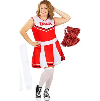 Karnevalový kostým Funiglobal - Plus size kostým roztleskávačka s bambulkami a ponožkami - XL