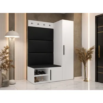 Předsíňová sestava Hekurt II, Barva: bílá, Barva látek:: ekokůže Soft 011 (černá) MIRJAN 5903211432149