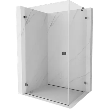 Mexen Lunar-B sprchová kabina výklopná levá 95 x 80 cm, transparentní, kartáčovaná zbraňově šedá - 832-095-080-66-00-L Sprchové kouty