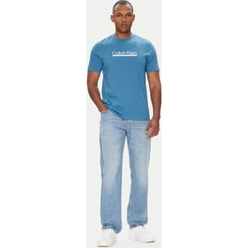 Pánské tričko Calvin Klein T-Shirt Outline Tape Graphic LV04RC852G Modrá Regular Fit XXL