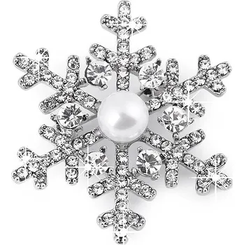 Brož Brož s broušenými kamínky a perlou vločka, malé, crystal platina