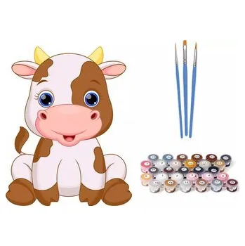 Norimpex Malování podle čísel: Kravička, plátno na rámu 18x24 cm