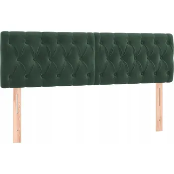Čelo postele sametové, tmavě zelené, 144x78/88 cm, 2 ks