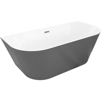 Vana Mexen Oris volně stojící přisazená rýhovaná 170 x 80 cm, bílá/šedá, přeliv růžové zlato - 52871708062-60 Volně stojící vany