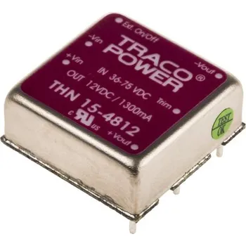 Měnič napětí DC-DC převodník 15W, výstup: 12V dc 1.3A 1.5kV dc, Vin 36 → 75 V DC