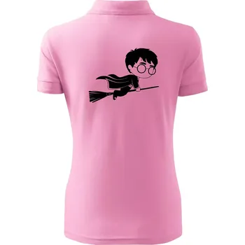 Harry obrázek na koštěti - Polokošile dámská Pique Polo - XS ( Růžová )
