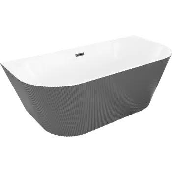 Vana Mexen Oris volně stojící přístěnná vana rýhovaná 150 x 75 cm, bílá/šedá, přepad černý - 52871507562-70 Volně stojící vany