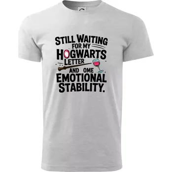 Pánské tričko Still waiting for my Hogwarts letter and some emotional stability - Triko extra velké (5-8XL) - 7XL ( Světlešedý Melír )