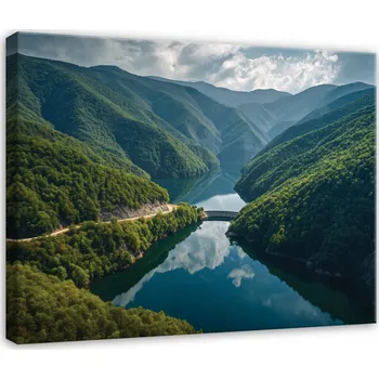 Obraz OBRAZ ŘEKA HORY PŘÍRODA DO LOŽNICE OBÝVÁKU KUCHYNĚ NA PLÁTNĚ 40x30