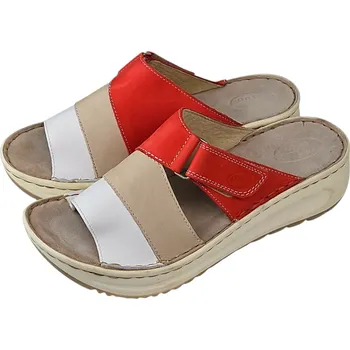 Dámské pantofle 19053 - 10/01/05 Zdravotní kožené nazouváky na houpací podešvi; doprodej 40