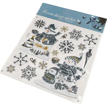 Vánoční dekorace Vánoční samolepky plastické 3D na okna a dveře Varianta: 2 modrá tmavá sněhulák, Balení: 1 karta