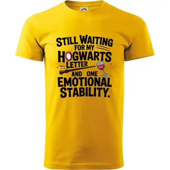 Pánské tričko Still waiting for my Hogwarts letter and some emotional stability - Klasické pánské triko vyšší gramáže - XL ( Žlutá )