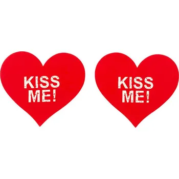 Erotická ozdoba SuperLove Heart Nipple Covers Kiss Me! Red