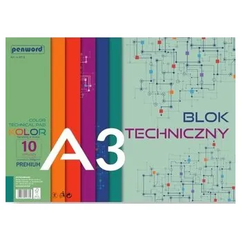 Blok Blok techniczny kolorowy A3 Premium 250g 10 arkuszy 10 szt w opakowaniu
