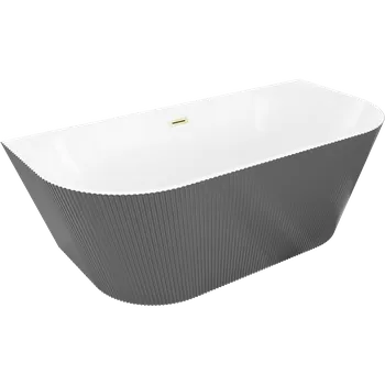 Vana Mexen Oris wanna volně stojící přístěnná rýhovaná 170 x 80 cm, bílá/šedá, přepad zlatý kartáčovaný - 52871708062-55 Volně stojící vany